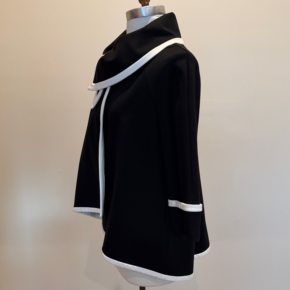 Joseph Ribkoff Black Swing Jacket with White Trim - Picture 2 of 5